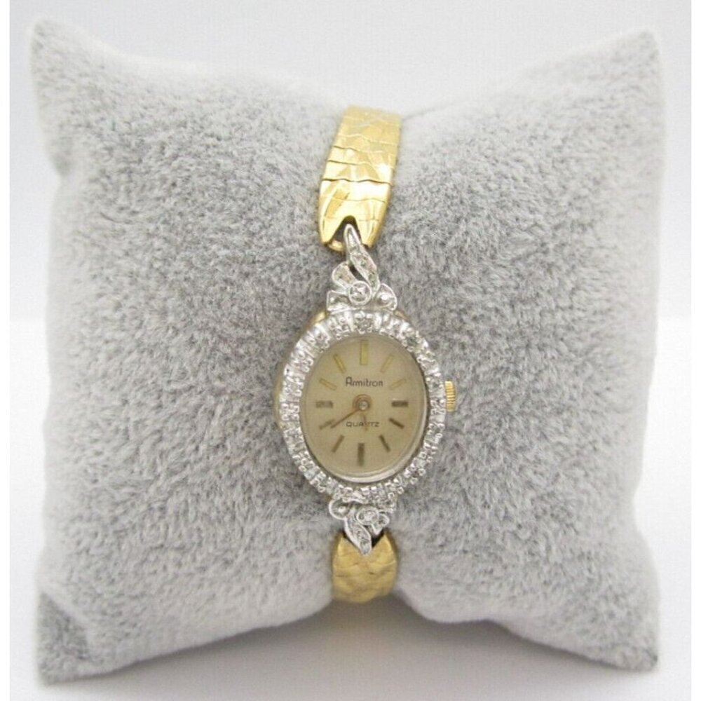 Women Armitron Diamond Quartz WR Analog 16mm Dial Watch (G993) "New Battery"